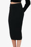Dries Van Noten Black Ribbed Knit Midi Skirt Size S
