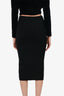 Dries Van Noten Black Ribbed Knit Midi Skirt Size S