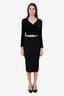 Dries Van Noten Black Ribbed Knit Midi Skirt Size S