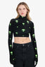 VETEMENTS Black/Green 'Alien' Chenille Cropped Top With Gloves Size XS