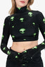 VETEMENTS Black/Green 'Alien' Chenille Cropped Top With Gloves Size XS