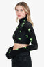 VETEMENTS Black/Green 'Alien' Chenille Cropped Top With Gloves Size XS