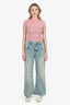 Systemic Light Blue Denim Studded Wide Leg Jeans Size S