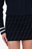 Fendi Navy Denim/Velvet FF Zucca Mini Skirt Size 36