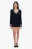 Fendi Navy Denim/Velvet FF Zucca Mini Skirt Size 36