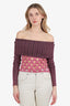 Heaven by Marc Jacobs Pink Metallic Ribbed Knit Off-The-Shoulder Sweater Size XS