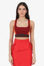 Hermès Red/Orange/Brown Ribbed Yoga Bra Top Size XS