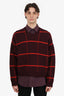 Dries Van Noten FW17 Burgundy Wool Check Knit Sweater Size S Mens