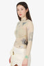 Marine Serre Beige Tattoo-print Sheer Stretch-jersey Top Size S