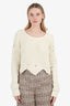 Off-White White Distressed Knitted Cropped Sweater Size XS