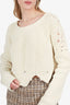 Off-White White Distressed Knitted Cropped Sweater Size XS