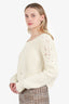 Off-White White Distressed Knitted Cropped Sweater Size XS