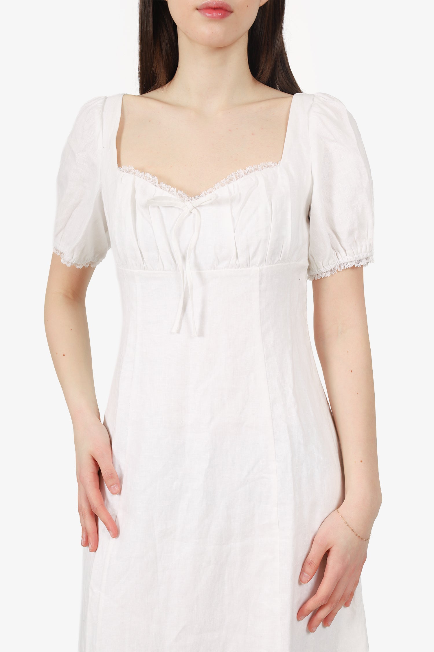 Reformation White Linen Cherise Short Sleeve Dress Size 4  Mine & Yours