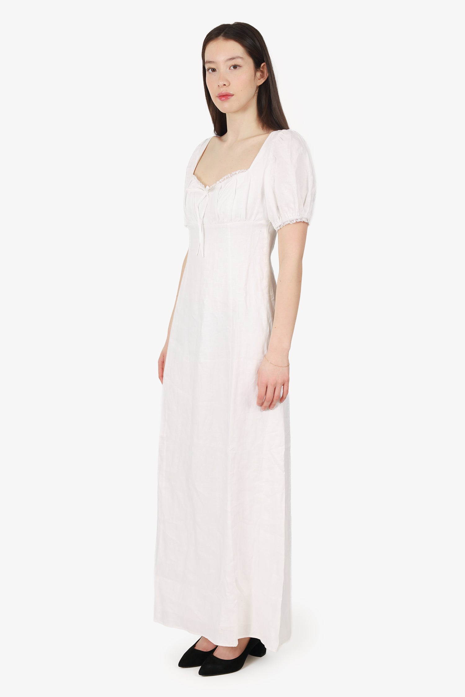 Reformation White Linen Cherise Short Sleeve Dress Size 4 – Mine & Yours