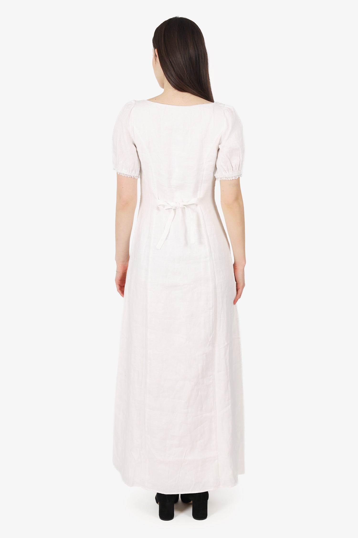 Reformation White Linen Cherise Short Sleeve Dress Size 4 – Mine & Yours