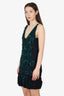 Roberto Cavalli Black/Green Sheer Sequin Detail Sleeveless Mini Dress Size 42