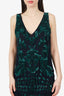 Roberto Cavalli Black/Green Sheer Sequin Detail Sleeveless Mini Dress Size 42