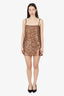 Miu Miu White/Gold Sequined Mesh Slip Mini Dress Size 38