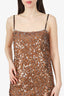 Miu Miu White/Gold Sequined Mesh Slip Mini Dress Size 38