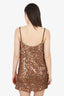 Miu Miu White/Gold Sequined Mesh Slip Mini Dress Size 38