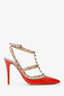 Valentino Red/Nude Patent Leather Rockstud Cage Heels Size 37
