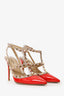 Valentino Red/Nude Patent Leather Rockstud Cage Heels Size 37