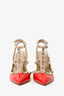 Valentino Red/Nude Patent Leather Rockstud Cage Heels Size 37