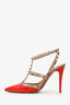Valentino Red/Nude Patent Leather Rockstud Cage Heels Size 37