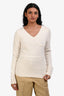 Helmut Lang Cream Wool Logo Pull Over Sweater Size XS