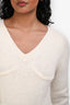 Helmut Lang Cream Wool Logo Pull Over Sweater Size XS