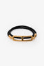 Hermès Black Leather 'Roulis' Double Tour Wrap Bracelet