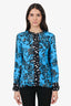 Diane Von Furstenberg Blue/Multicolour Silk Zip-up Blouse Size S