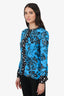 Diane Von Furstenberg Blue/Multicolour Silk Zip-up Blouse Size S