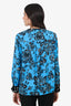Diane Von Furstenberg Blue/Multicolour Silk Zip-up Blouse Size S