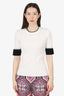 Diane von Furstenberg White/Black Knit Top Size M