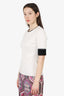 Diane von Furstenberg White/Black Knit Top Size M