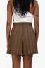 Sandro Brown Plaid Pleated Mini Skort Size 36