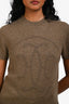 Hermès Tundra Green Cashmere H Lift Motif Short Sleeve Top Size 36