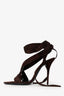 Saint Laurent Brown Suede Lace Up Deva 105 Sandal Size 36.5