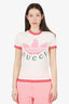 Gucci x Adidas White/Pink Logo Graphic T-Shirt Size XS