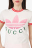 Gucci x Adidas White/Pink Logo Graphic T-Shirt Size XS