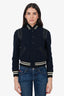 Saint Laurent Navy/Black Wool/Leather Bomber Jacket Size 36