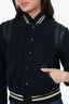 Saint Laurent Navy/Black Wool/Leather Bomber Jacket Size 36