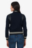 Saint Laurent Navy/Black Wool/Leather Bomber Jacket Size 36