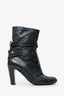 Pre-Loved Chanel™ Black Leather CC Moto Booties Size 35