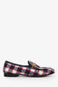 Gucci Cream/Navy/Red Tweed Jordaan Loafers Size 34.5