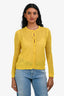 Doen Yellow Crochet Button Down Cardigan Size XS