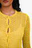 Doen Yellow Crochet Button Down Cardigan Size XS