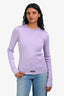 Balenciaga 2021 Purple Metallic Ribbed Knit Logo Long Sleeved Top Size S
