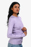Balenciaga 2021 Purple Metallic Ribbed Knit Logo Long Sleeved Top Size S